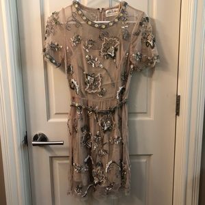 Embellished beaded blossom dress with belt